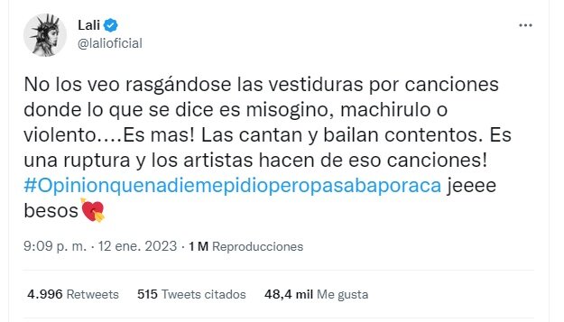 Lali Espósito tildó de misóginos a quienes criticaron la canción de Shakira con Bizarrap