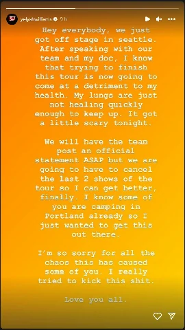 Gira norteamericana Paramore cancelada