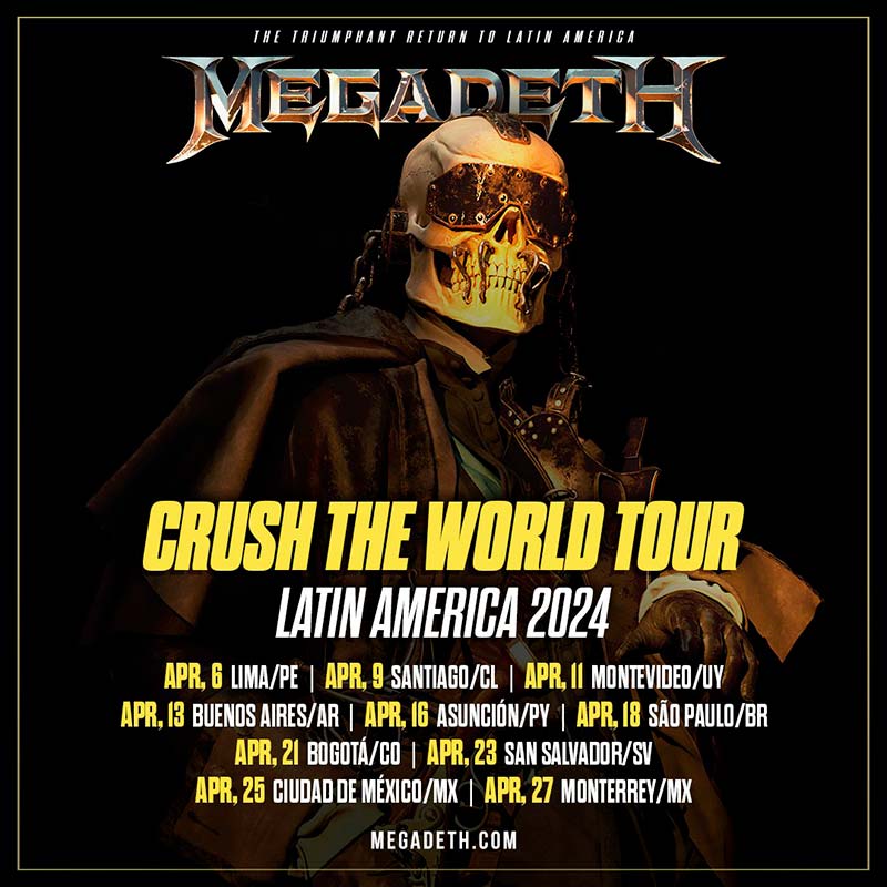 ¡Megadeth visitará Latinoamérica este 2024!