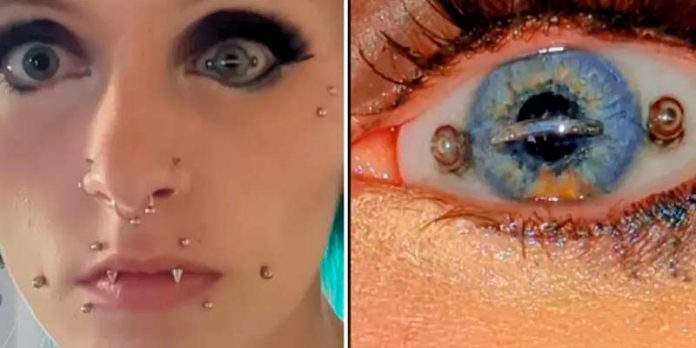 Mujer revela cómo logró hacerse un piercing en el ojo