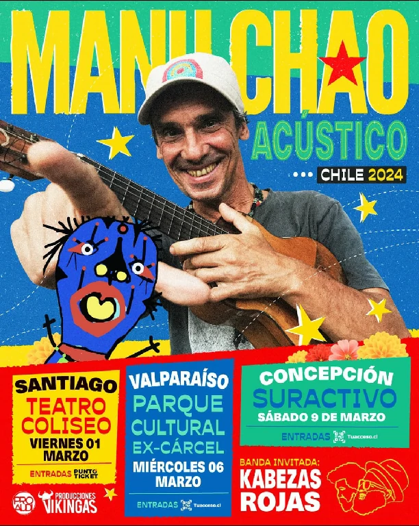 Manu Chao regresa a Chile con un concierto acústico