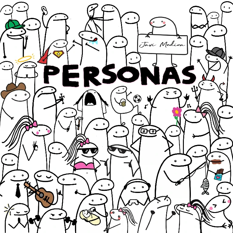 Distintas personas dibujadas en estilo comic con diferentes reacciones Javi Medina video "Personas"