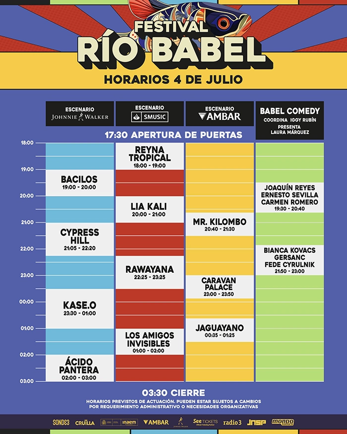 Río Babel horarios