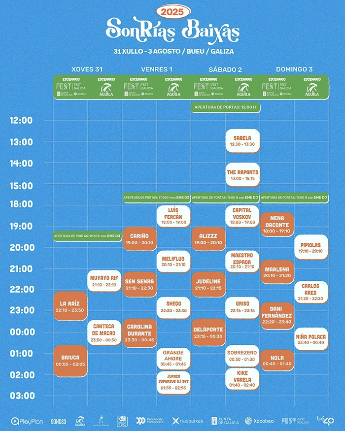 SonRías Baixas 2025 horarios