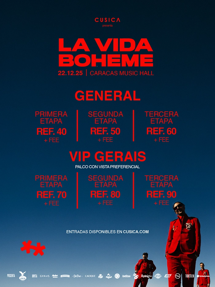 Entradas La Vida Bohème Caracas 2025 La Vida Bohème en Caracas Music Hall