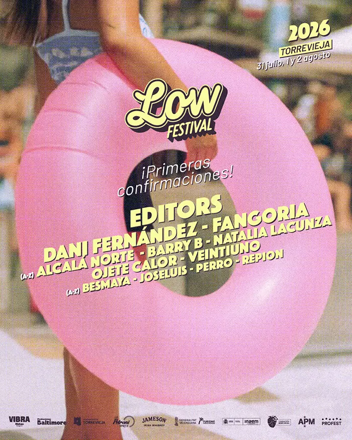 Cartel con las primeras confirmaciones del Low Festival 2026 Low Festival 2026