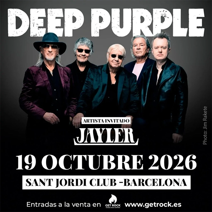 Flyer del concierto de Deep Purple con Jayler en el Sant Jordi Club de Barcelona el 19 de octubre de 2026 Deep Purple nueva fecha en España