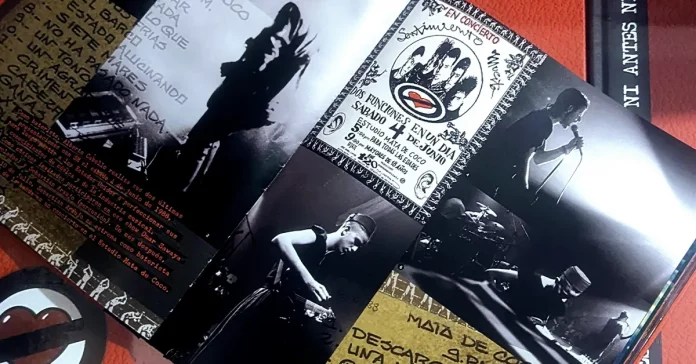 Detalle del interior de Ni Antes Ni Después, con fotografías de conciertos y el arte de un evento en el Bar Mata de Coco