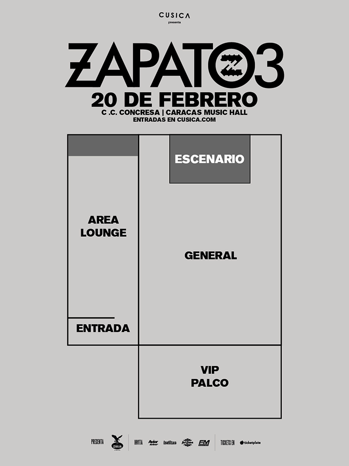 ZAPATO3 sitios Zapato3 en Caracas Music Hall 2026