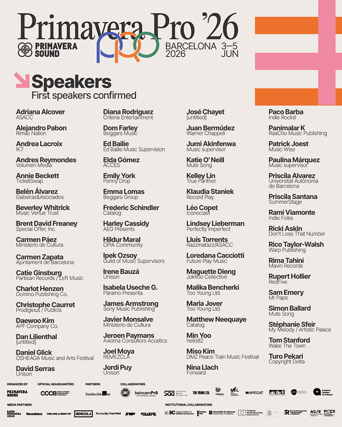 Primavera Pro 2026 speakers Primavera Pro 2026