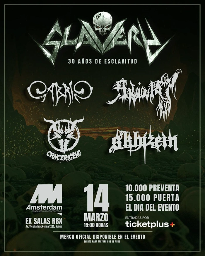 Slavery concierto Santiago Slavery 30 Años de Esclavitud