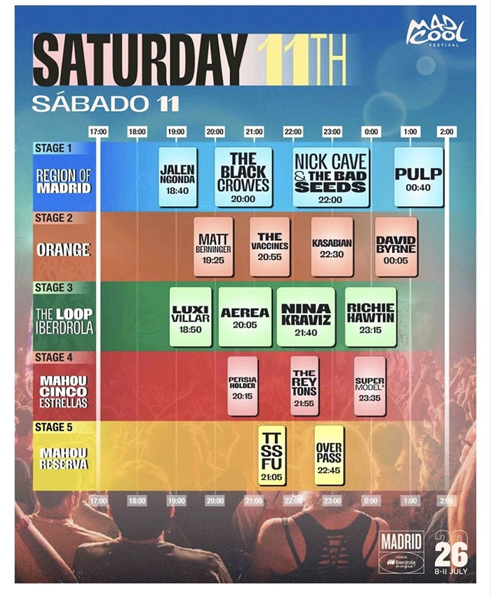 Mad Cool 2026 horarios